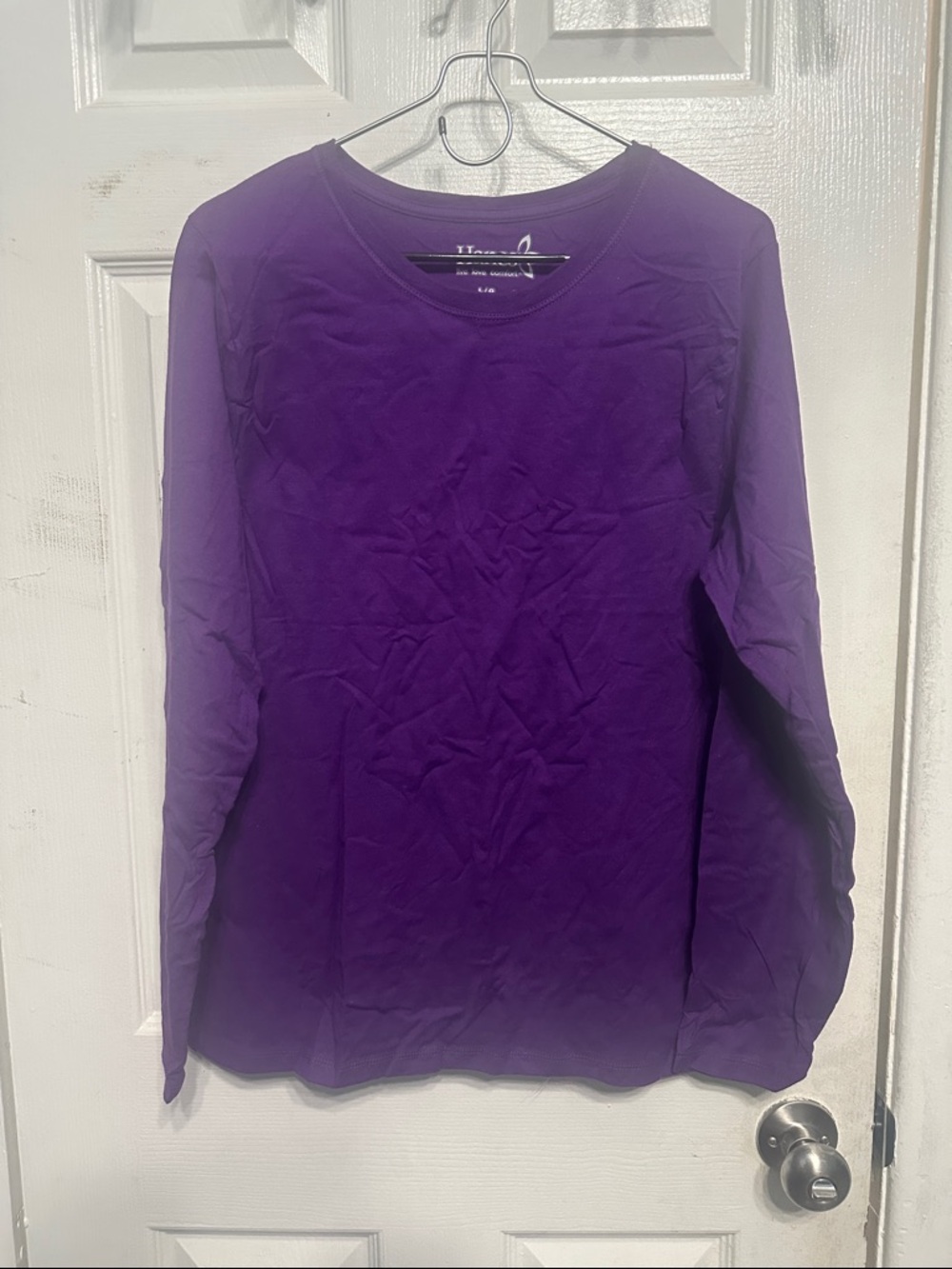 Hanes Purple Crewneck Long Sleeve Top